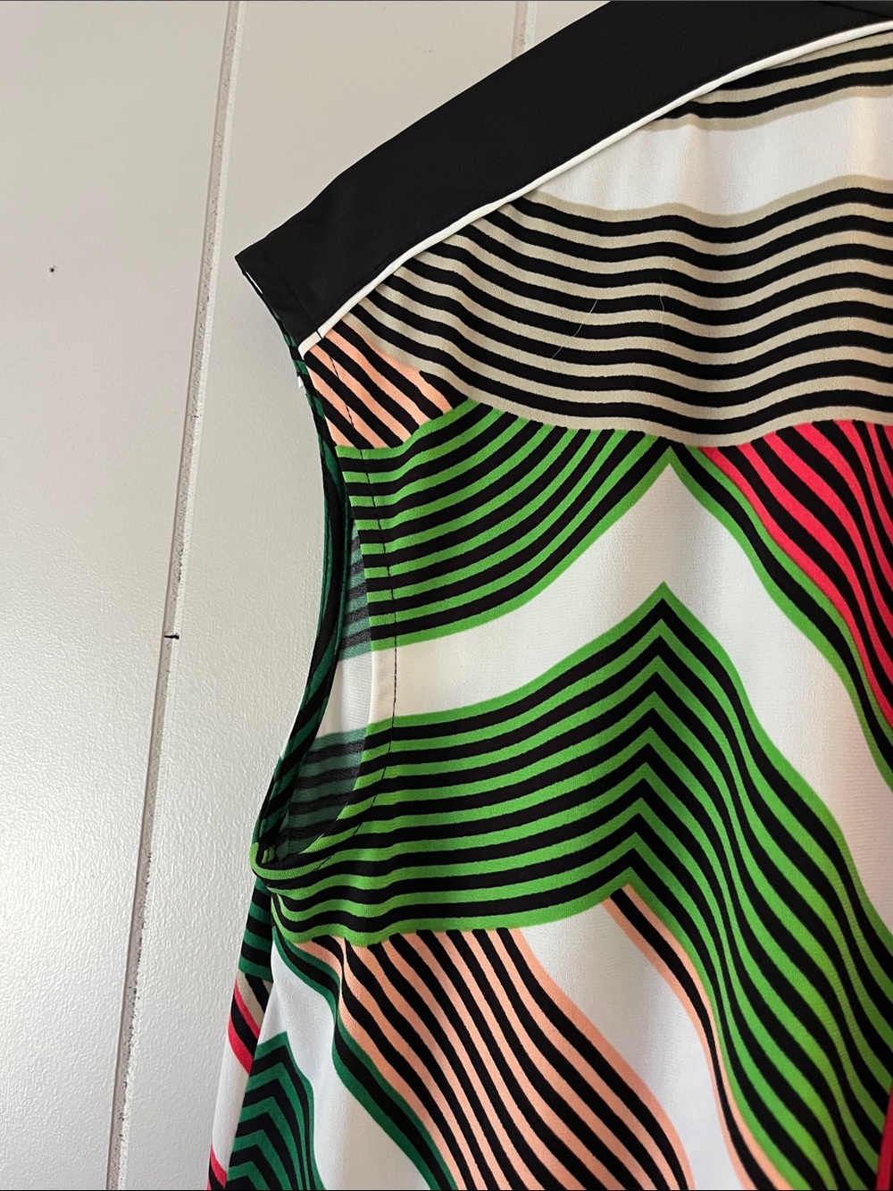 Worthington Multicolor Geometric Cap-Sleeve Blouse - Green, Red, Black, White - Picture 12 of 12